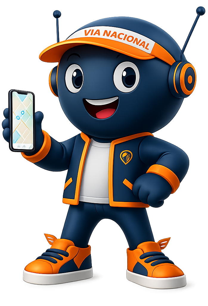 Mascote oficial da Via Nacional aplicativo de transporte de passageiros